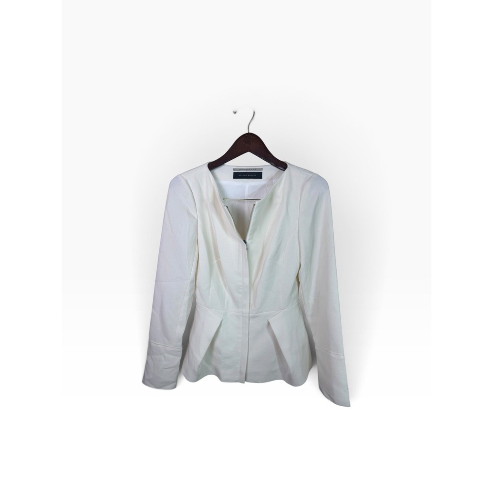 Roland Mouret Crepe Zip Jacket Ivory White Size 6 - Picture 1 of 6